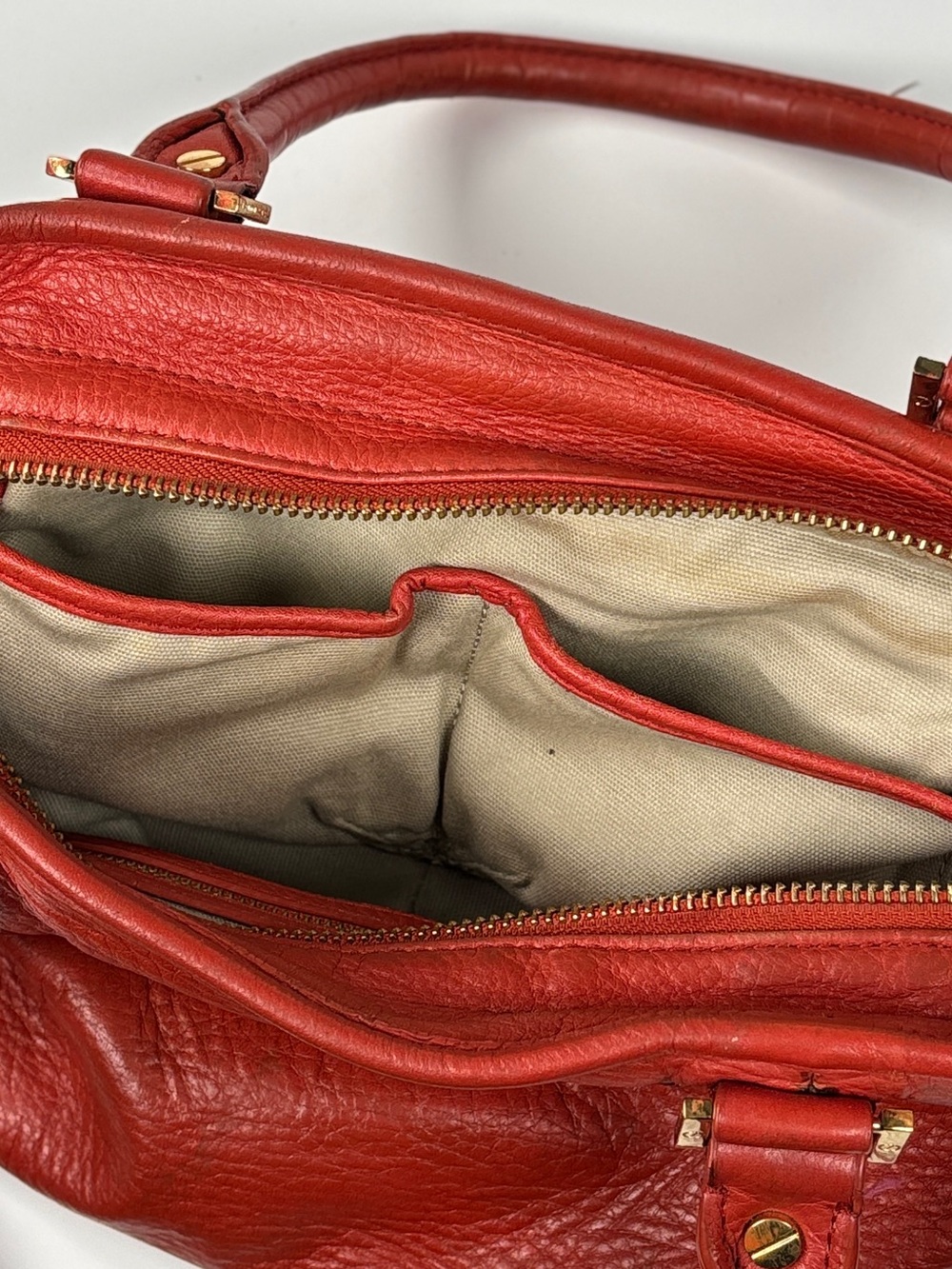 Tory burch Red Orange Amanda - Leather Shoulder Tote Bag with Gold Accents. - Picture 13 of 13